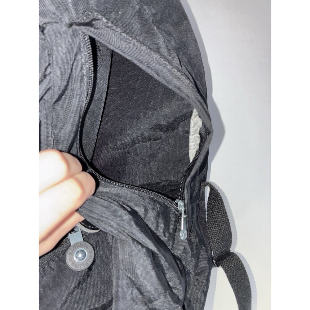 Kipling Fundamental Backpack Black Nylon Drawstring Flap Buckle Zip Pockets - Picture 3 of 9
